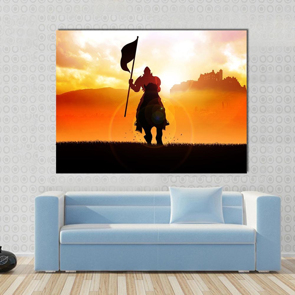 Medieval Knight On Horse Canvas Wall Art-4 Horizontal-Gallery Wrap-34" x 24"-Tiaracle