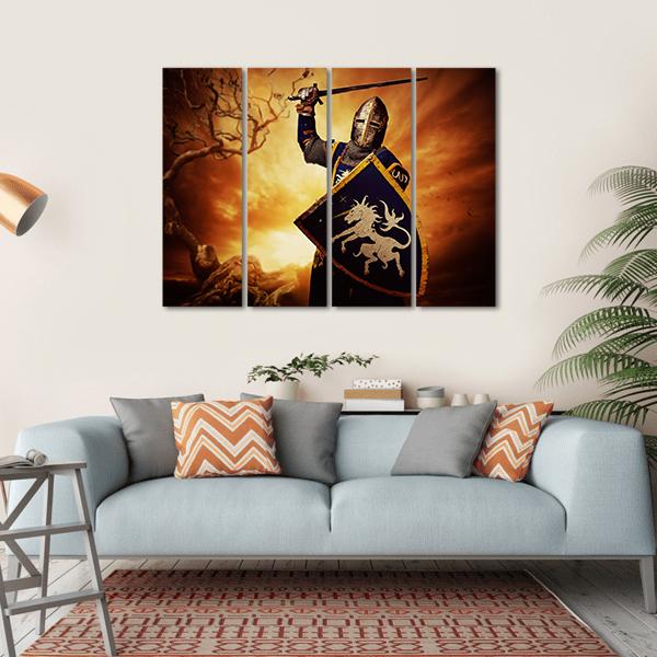 Medieval Knight Canvas Wall Art-4 Horizontal-Gallery Wrap-34" x 24"-Tiaracle