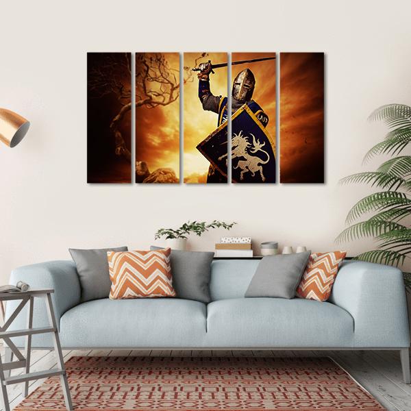 Medieval Knight Canvas Wall Art-5 Horizontal-Gallery Wrap-22" x 12"-Tiaracle