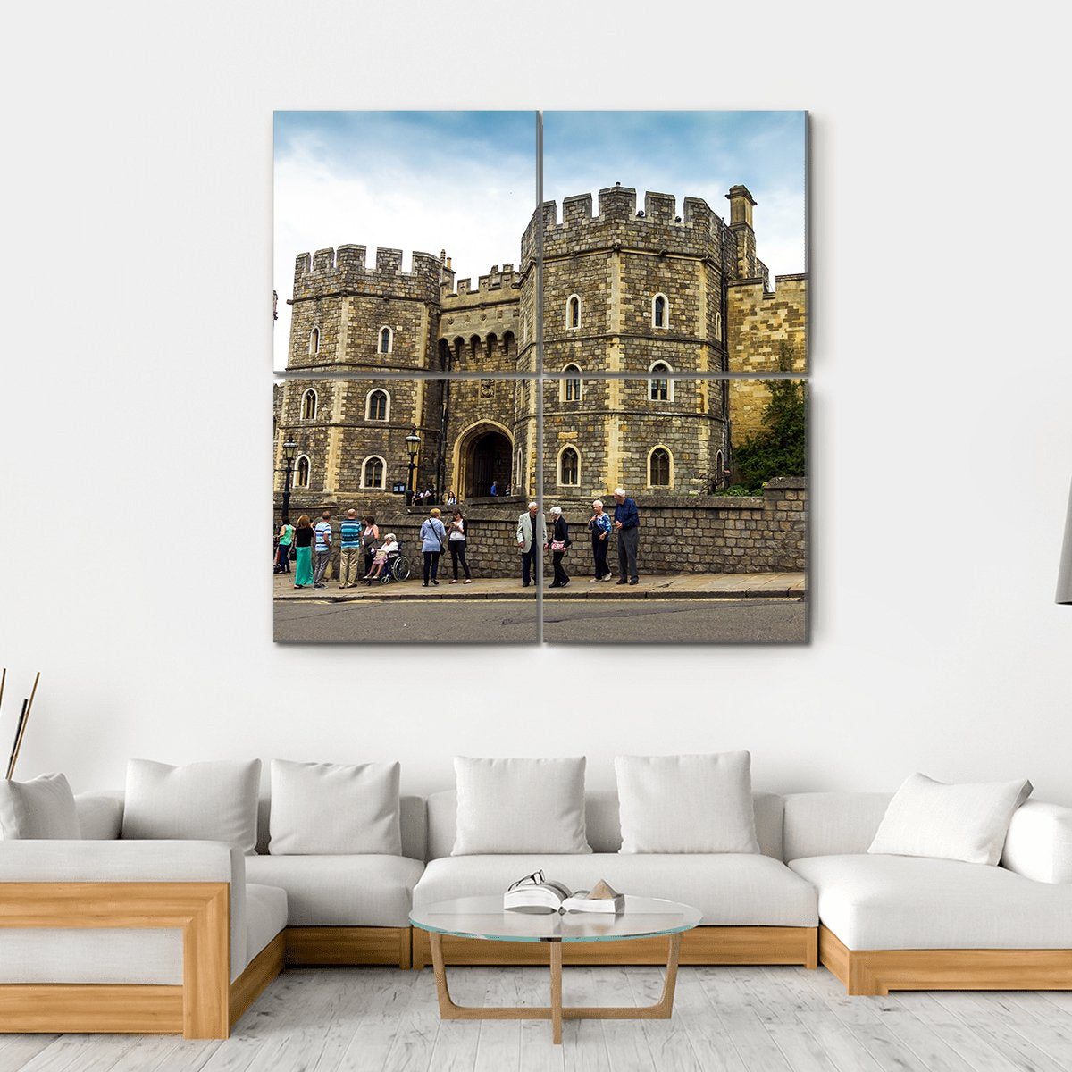 Medieval Windsor Castle Canvas Wall Art-4 Square-Gallery Wrap-17" x 17"-Tiaracle