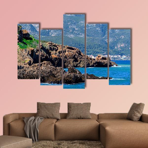 Mediterranean Coast Of Tipasa Canvas Wall Art-5 Pop-Gallery Wrap-47" x 32"-Tiaracle
