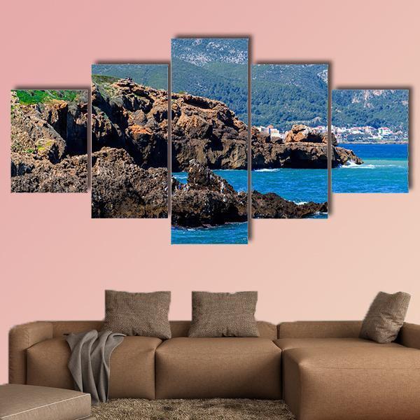Mediterranean Coast Of Tipasa Canvas Wall Art-5 Pop-Gallery Wrap-47" x 32"-Tiaracle