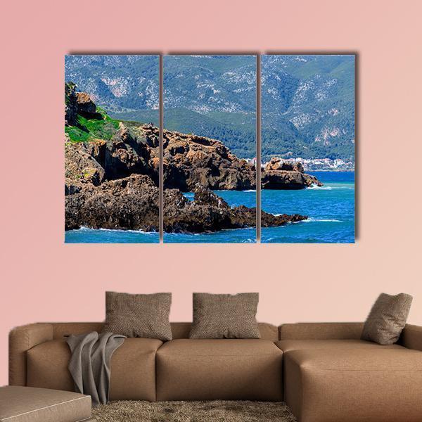 Mediterranean Coast Of Tipasa Canvas Wall Art-3 Horizontal-Gallery Wrap-37" x 24"-Tiaracle
