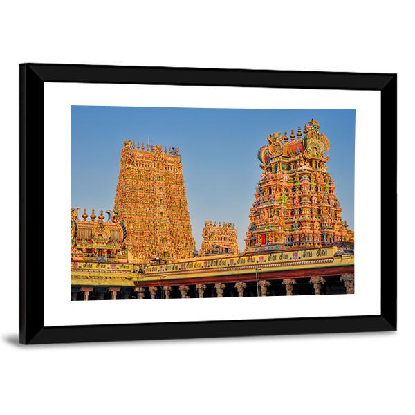 Meenakshi Amman Temple Canvas Wall Art-1 Piece-Framed Print-20" x 16"-Tiaracle