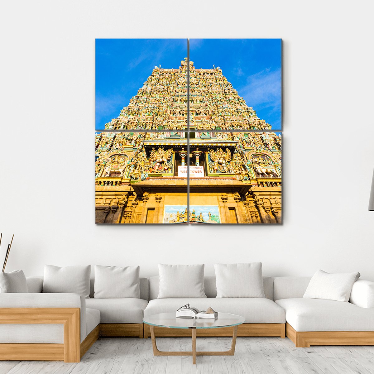 Meenakshi Amman Temple India Canvas Wall Art-4 Square-Gallery Wrap-17" x 17"-Tiaracle