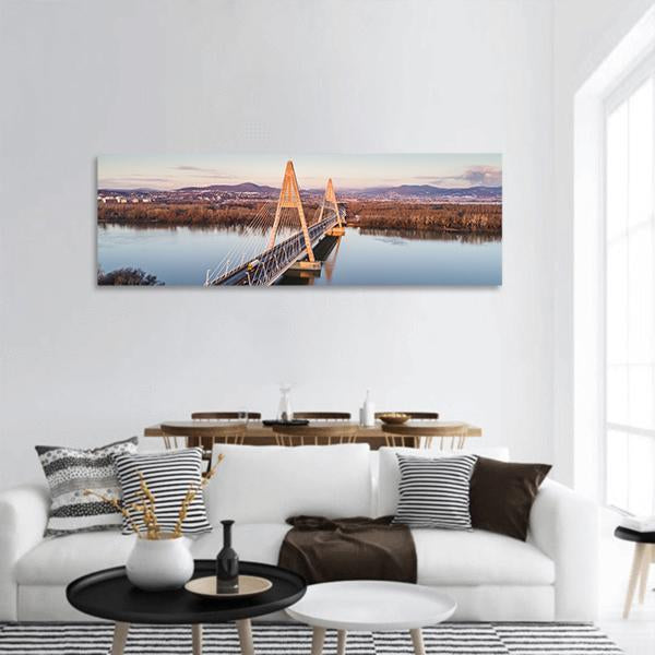 Megyeri Bridge Over River Panoramic Canvas Wall Art-1 Piece-36" x 12"-Tiaracle