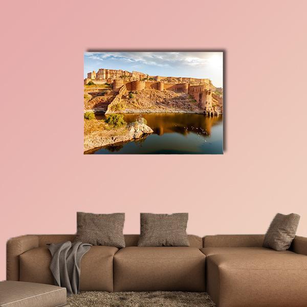 Mehrangarh Fort India Canvas Wall Art-1 Piece-Gallery Wrap-48" x 32"-Tiaracle