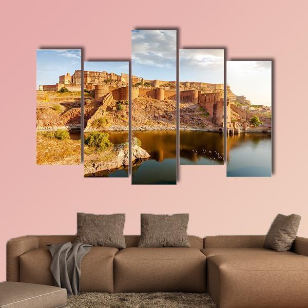 Mehrangarh Fort India Canvas Wall Art-5 Pop-Gallery Wrap-47" x 32"-Tiaracle
