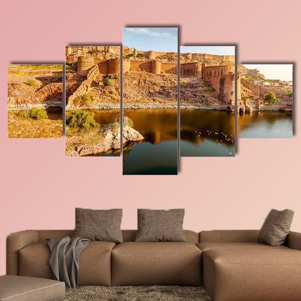 Mehrangarh Fort India Canvas Wall Art-5 Star-Gallery Wrap-62" x 32"-Tiaracle