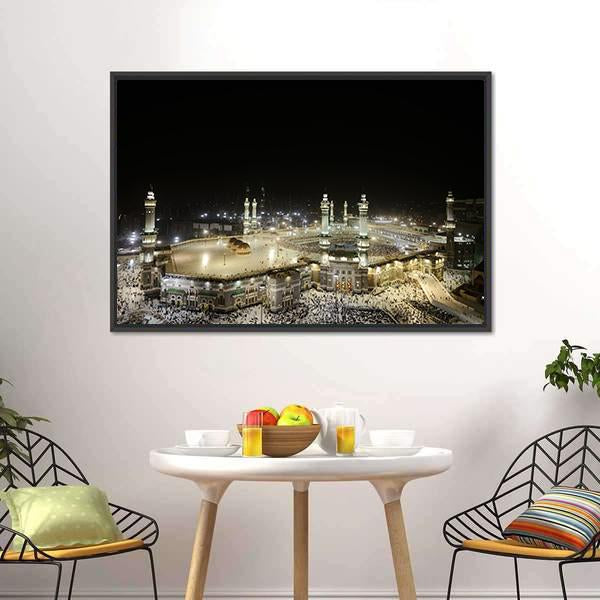 Mekkah At Night Canvas Wall Art-3 Horizontal-Gallery Wrap-25" x 16"-Tiaracle