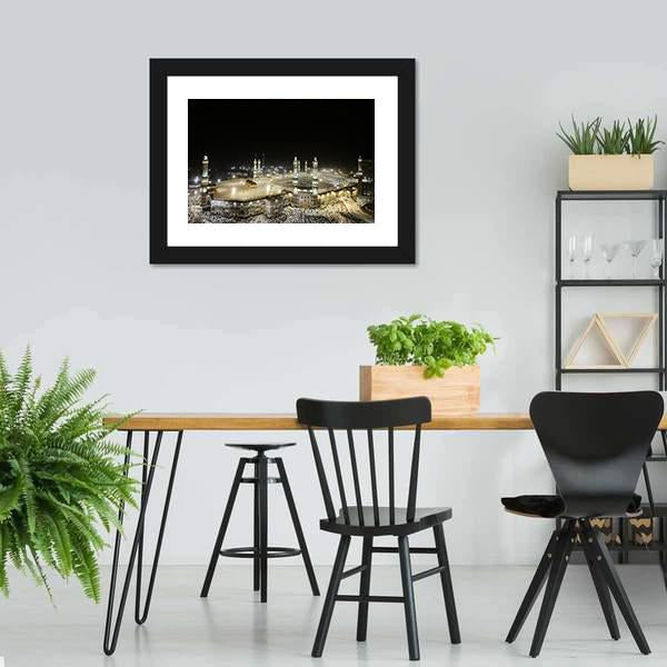 Mekkah At Night Canvas Wall Art-3 Horizontal-Gallery Wrap-25" x 16"-Tiaracle