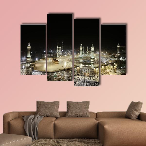 Mekkah At Night Canvas Wall Art-4 Pop-Gallery Wrap-50" x 32"-Tiaracle