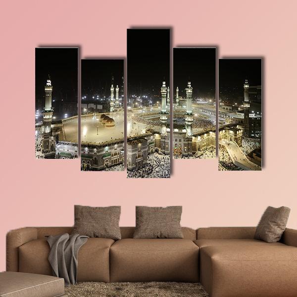 Mekkah At Night Canvas Wall Art-5 Pop-Gallery Wrap-47" x 32"-Tiaracle