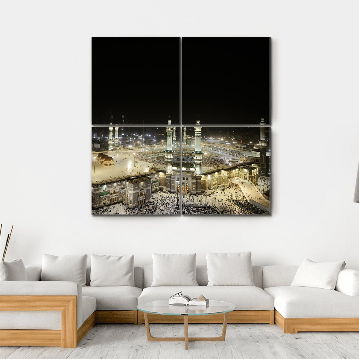 Mekkah At Night Canvas Wall Art-4 Square-Gallery Wrap-17" x 17"-Tiaracle