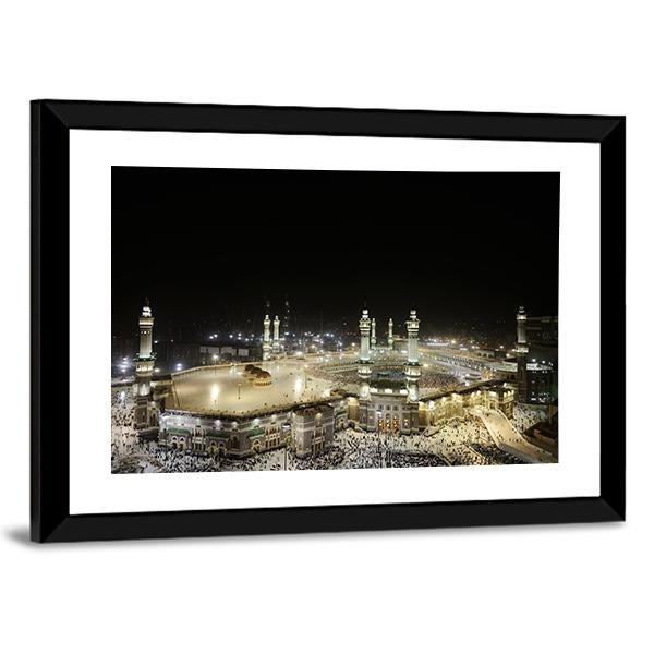 Mekkah At Night Canvas Wall Art-1 Piece-Framed Print-30" x 20"-Tiaracle