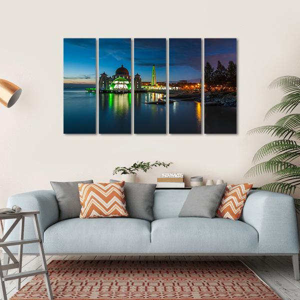 Melaka Straits Mosque Canvas Wall Art-5 Horizontal-Gallery Wrap-22" x 12"-Tiaracle