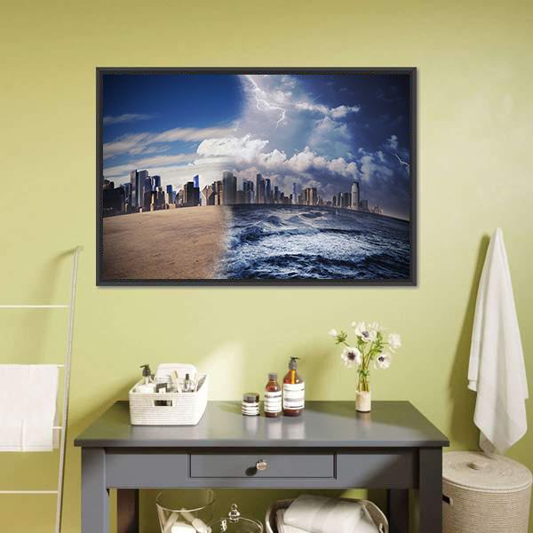 Melting Glaciers Concept Canvas Wall Art-1 Piece-Floating Frame-24" x 16"-Tiaracle