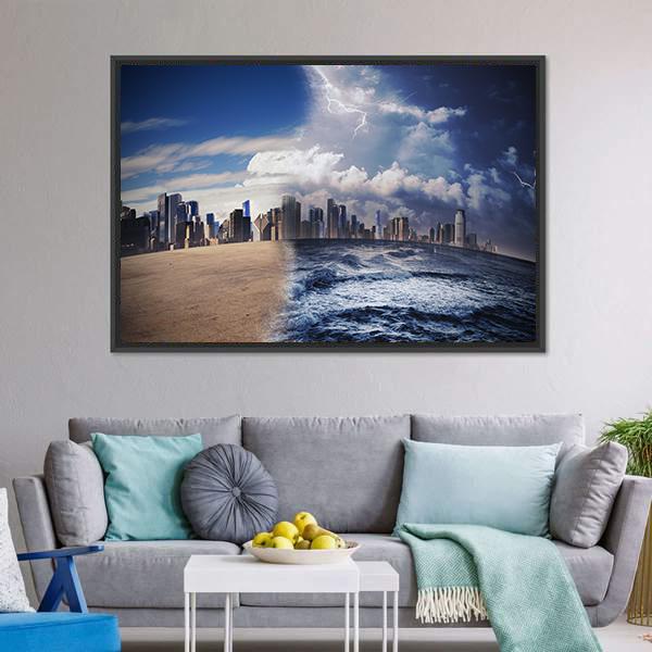 Melting Glaciers Concept Canvas Wall Art-3 Horizontal-Gallery Wrap-25" x 16"-Tiaracle