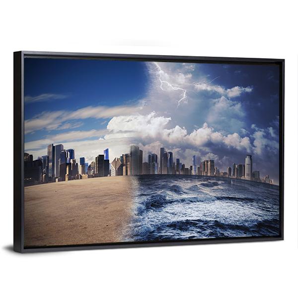 Melting Glaciers Concept Canvas Wall Art-1 Piece-Floating Frame-24" x 16"-Tiaracle