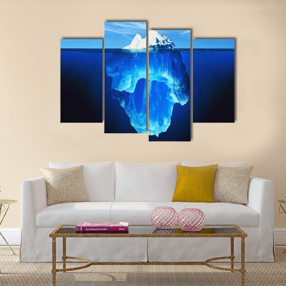 Melting Iceberg In Antarctic Sea Canvas Wall Art-4 Pop-Gallery Wrap-34" x 20"-Tiaracle