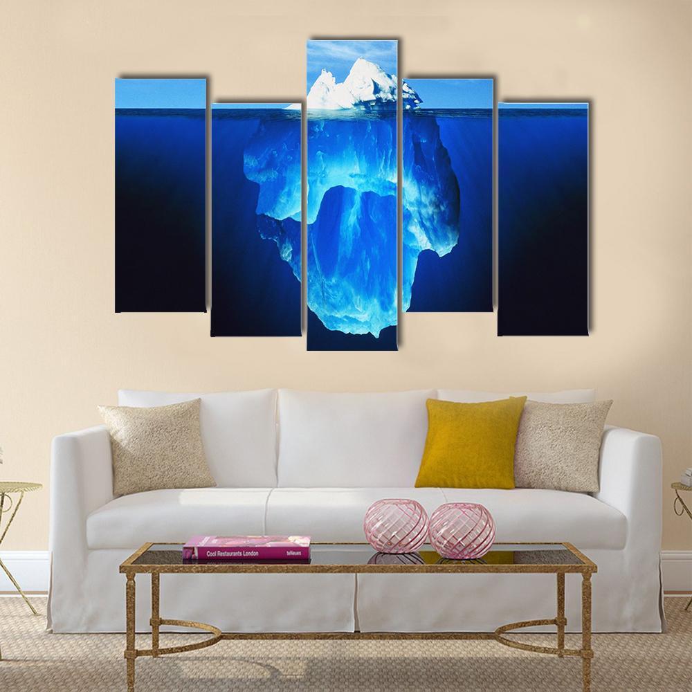 Melting Iceberg In Antarctic Sea Canvas Wall Art-5 Pop-Gallery Wrap-32" x 21"-Tiaracle