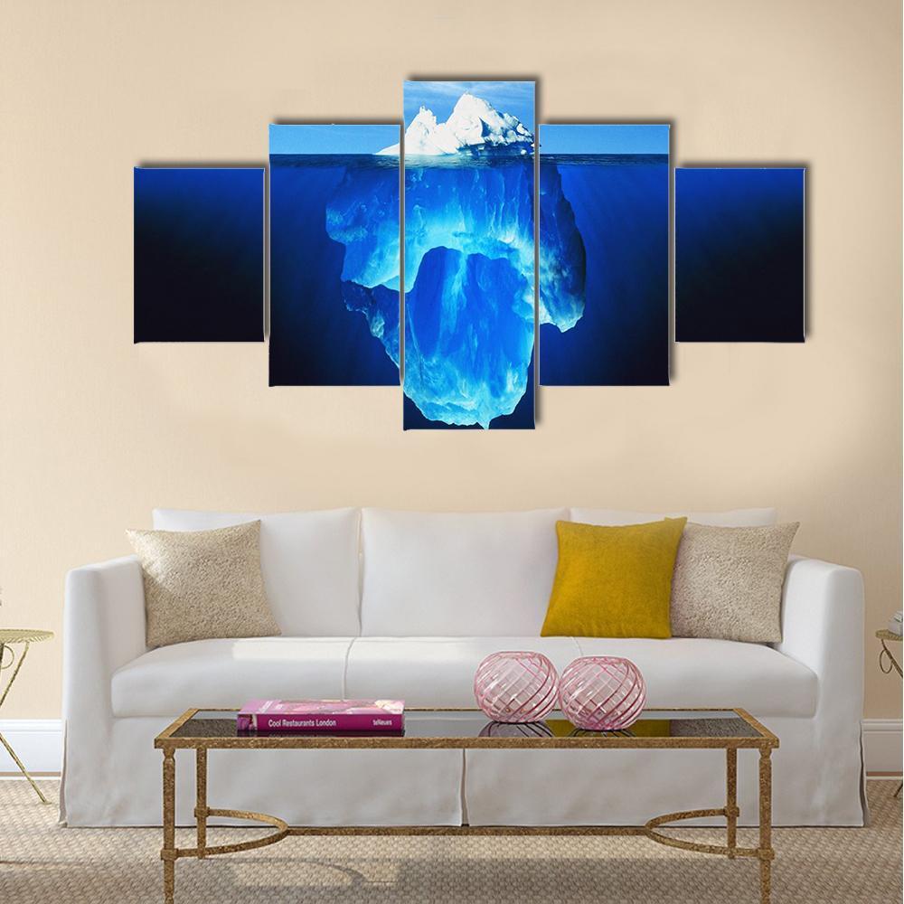 Melting Iceberg In Antarctic Sea Canvas Wall Art-4 Pop-Gallery Wrap-34" x 20"-Tiaracle