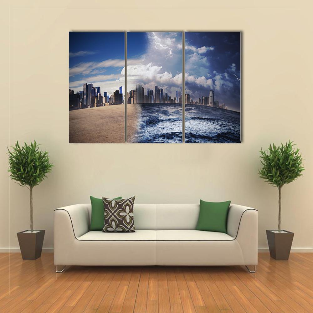 Melting Glaciers Concept Canvas Wall Art-3 Horizontal-Gallery Wrap-37" x 24"-Tiaracle