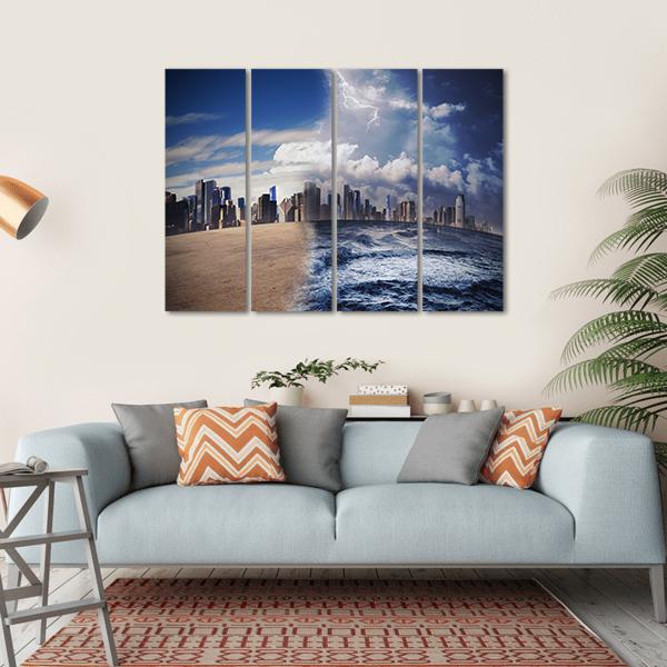 Melting Glaciers Concept Canvas Wall Art-4 Horizontal-Gallery Wrap-34" x 24"-Tiaracle