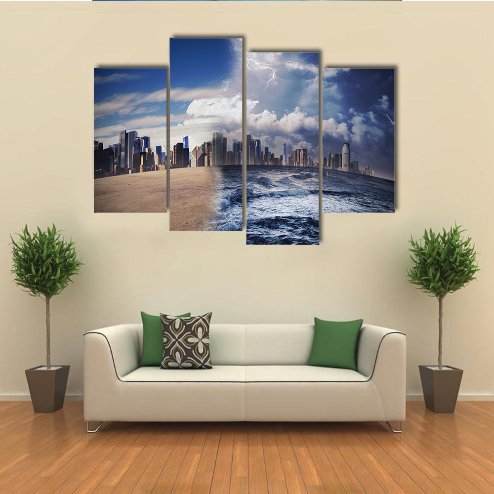 Melting Glaciers Concept Canvas Wall Art-4 Pop-Gallery Wrap-50" x 32"-Tiaracle