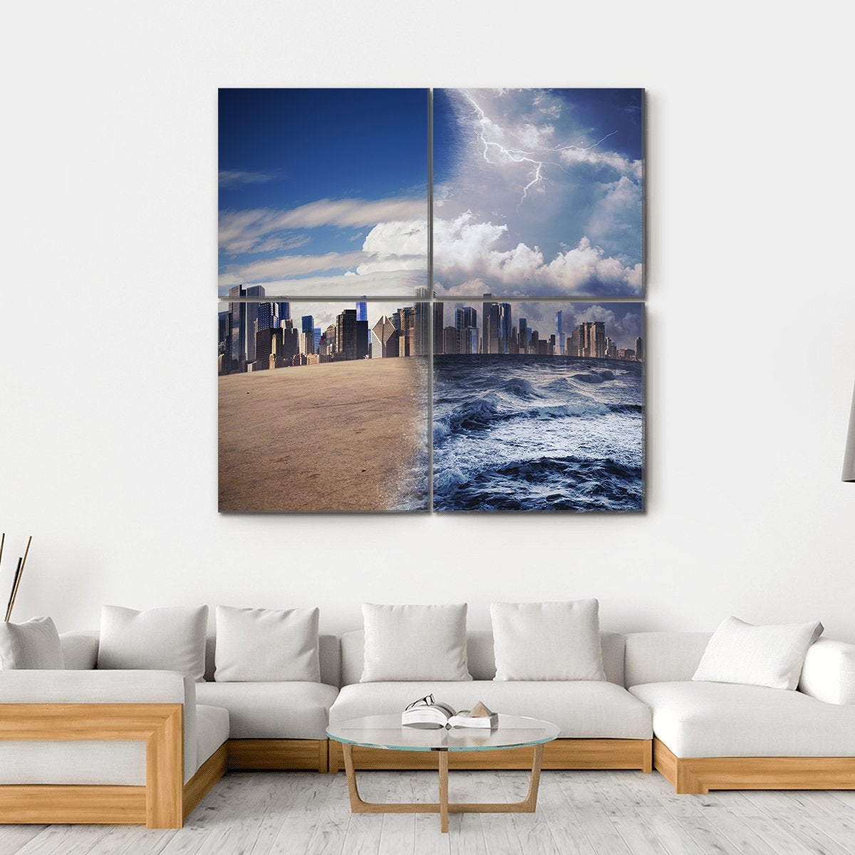 Melting Glaciers Concept Canvas Wall Art-4 Square-Gallery Wrap-17" x 17"-Tiaracle