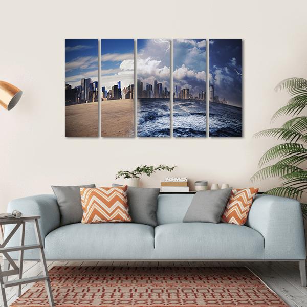 Melting Glaciers Concept Canvas Wall Art-5 Horizontal-Gallery Wrap-22" x 12"-Tiaracle