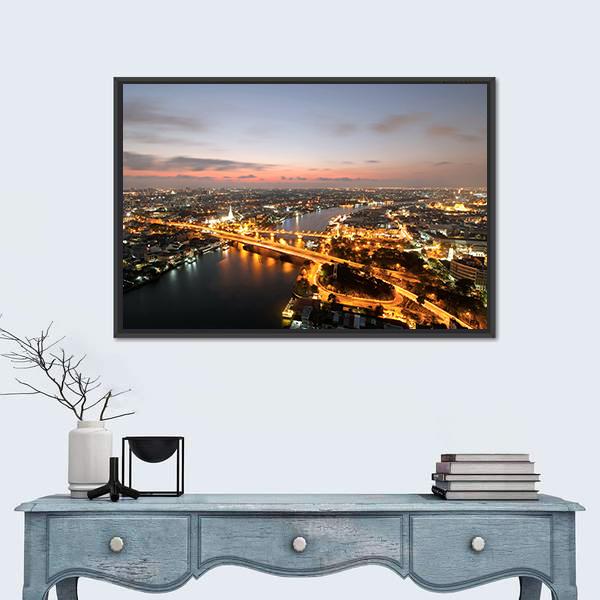 Memorial Bridge Of Thailand Canvas Wall Art-5 Horizontal-Gallery Wrap-22" x 12"-Tiaracle