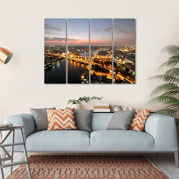 Memorial Bridge Of Thailand Canvas Wall Art-4 Horizontal-Gallery Wrap-34" x 24"-Tiaracle