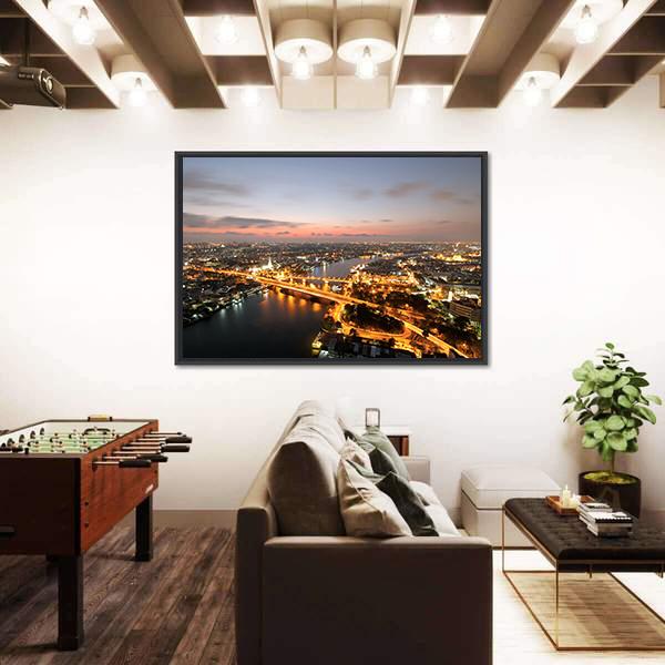 Memorial Bridge Of Thailand Canvas Wall Art-5 Horizontal-Gallery Wrap-22" x 12"-Tiaracle