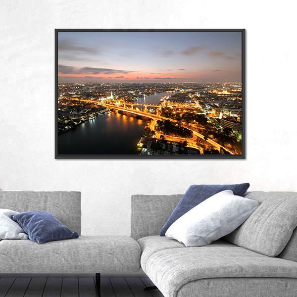 Memorial Bridge Of Thailand Canvas Wall Art-5 Horizontal-Gallery Wrap-22" x 12"-Tiaracle
