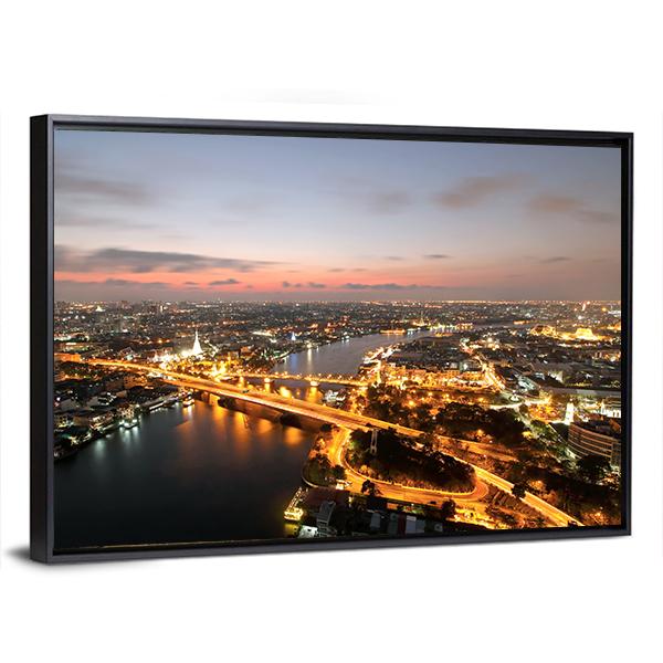 Memorial Bridge Of Thailand Canvas Wall Art-1 Piece-Floating Frame-24" x 16"-Tiaracle
