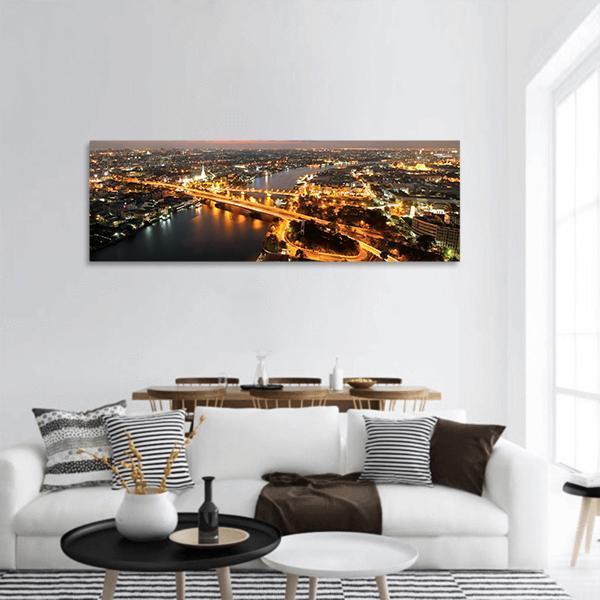 Memorial Bridge Of Thailand Panoramic Canvas Wall Art-1 Piece-36" x 12"-Tiaracle