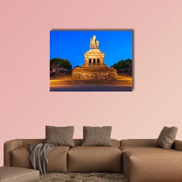 Memorial of German Unity Canvas Wall Art in brown, yellow and blue, single panel hung on a wall