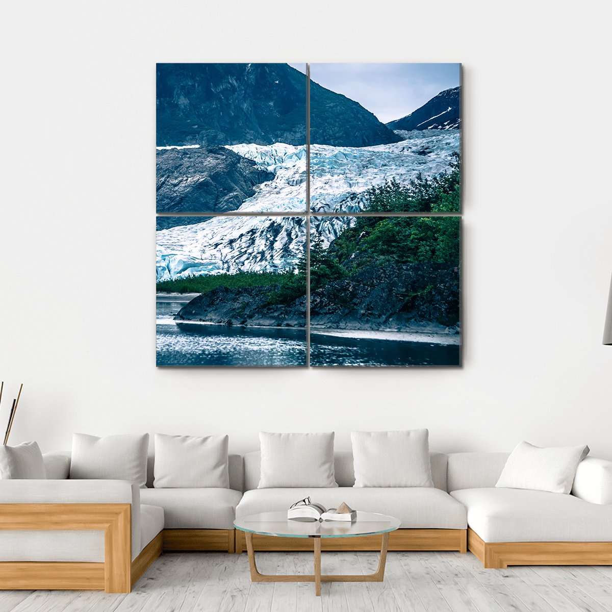 Mendenhall Glacier Alaska Canvas Wall Art-4 Square-Gallery Wrap-17" x 17"-Tiaracle