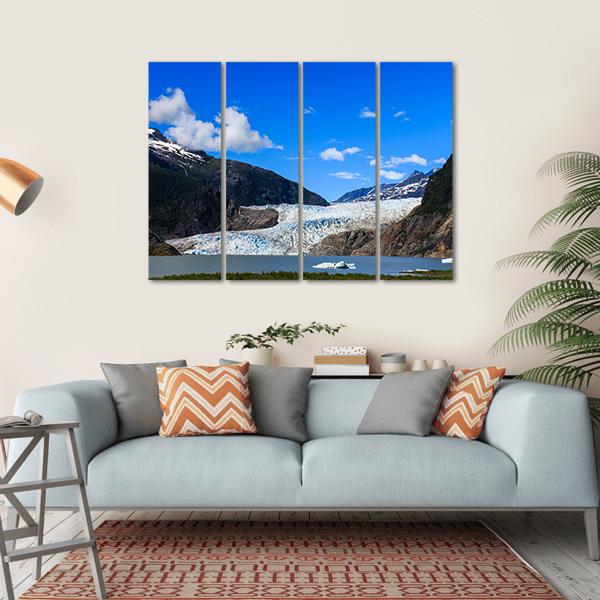 Mendenhall Glacier And Lake In Juneau Canvas Wall Art-4 Horizontal-Gallery Wrap-34" x 24"-Tiaracle