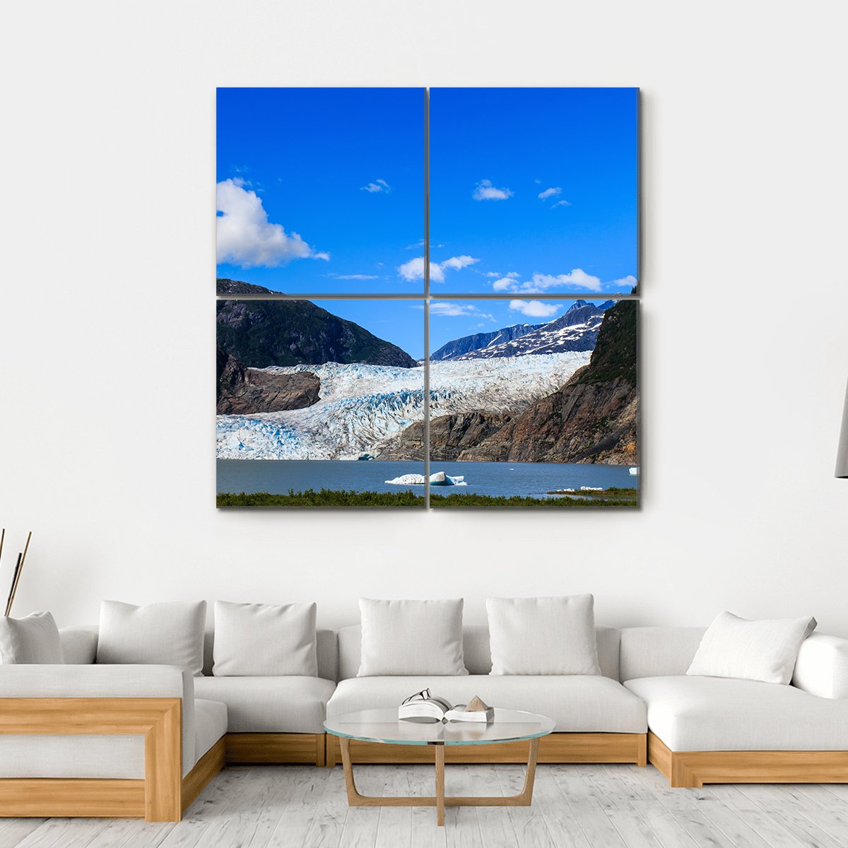 Mendenhall Glacier And Lake In Juneau Canvas Wall Art-4 Square-Gallery Wrap-17" x 17"-Tiaracle