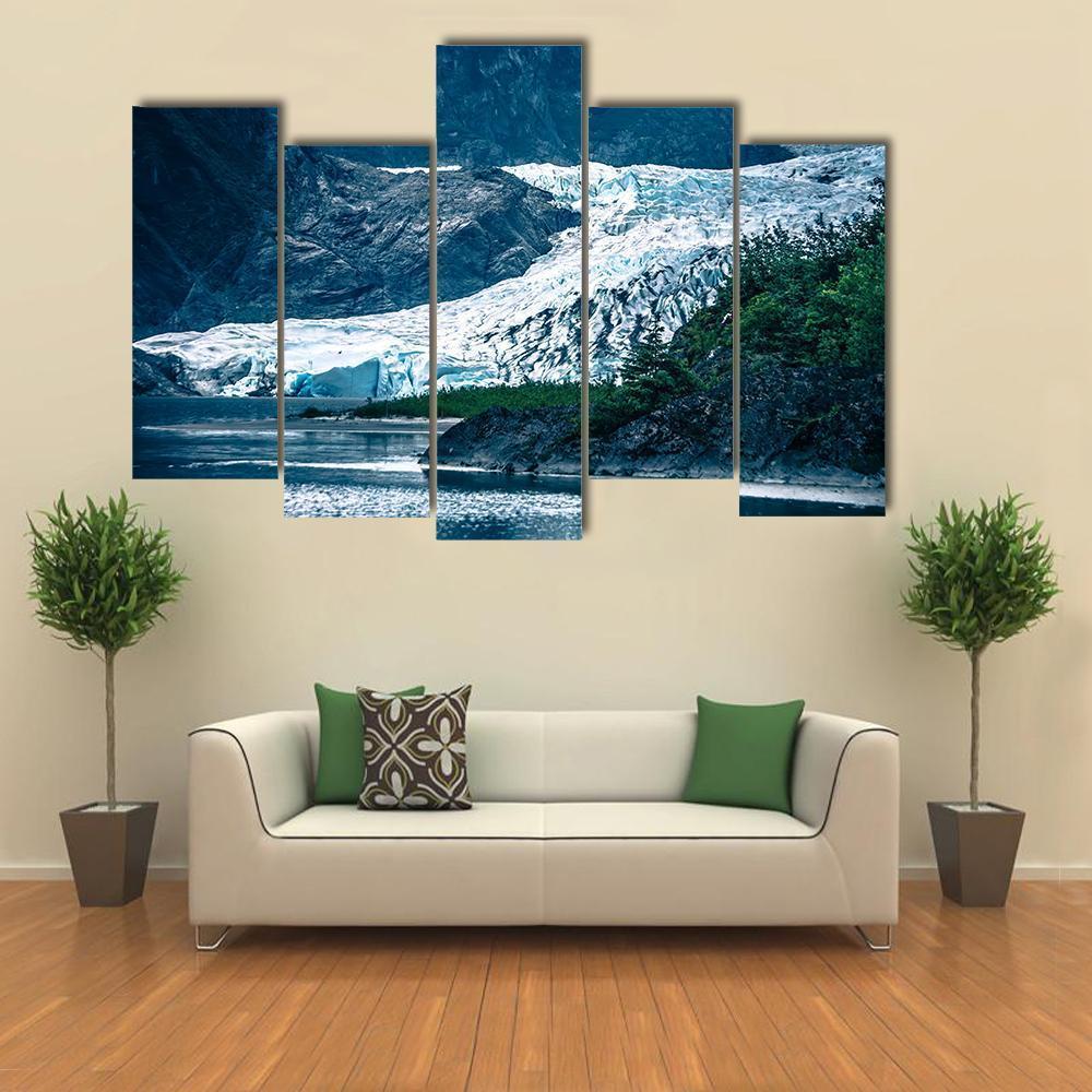 Mendenhall Glacier Alaska Canvas Wall Art-5 Pop-Gallery Wrap-47" x 32"-Tiaracle