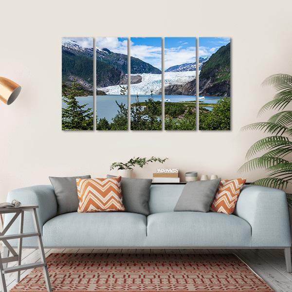 Mendenhall Glacier &amp; Lake Canvas Wall Art-5 Horizontal-Gallery Wrap-22" x 12"-Tiaracle
