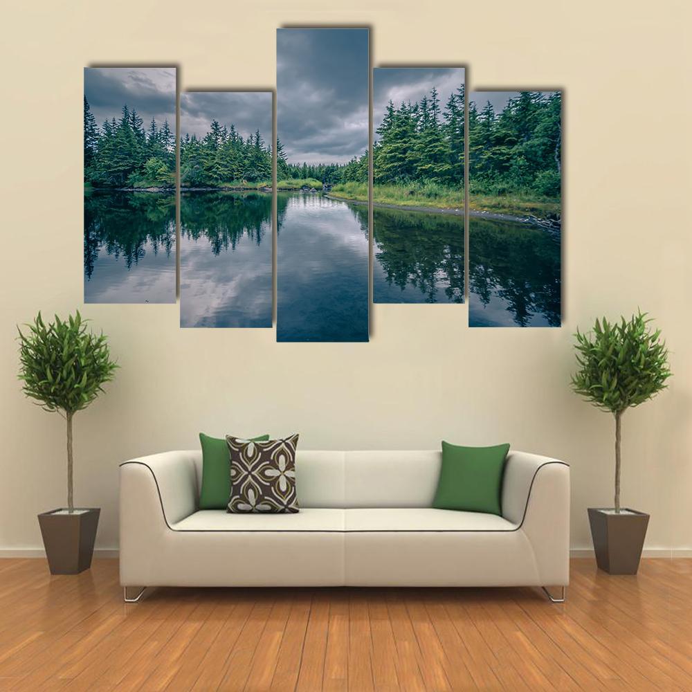 Mendenhall Glacier Park Alaska Canvas Wall Art-5 Pop-Gallery Wrap-47" x 32"-Tiaracle