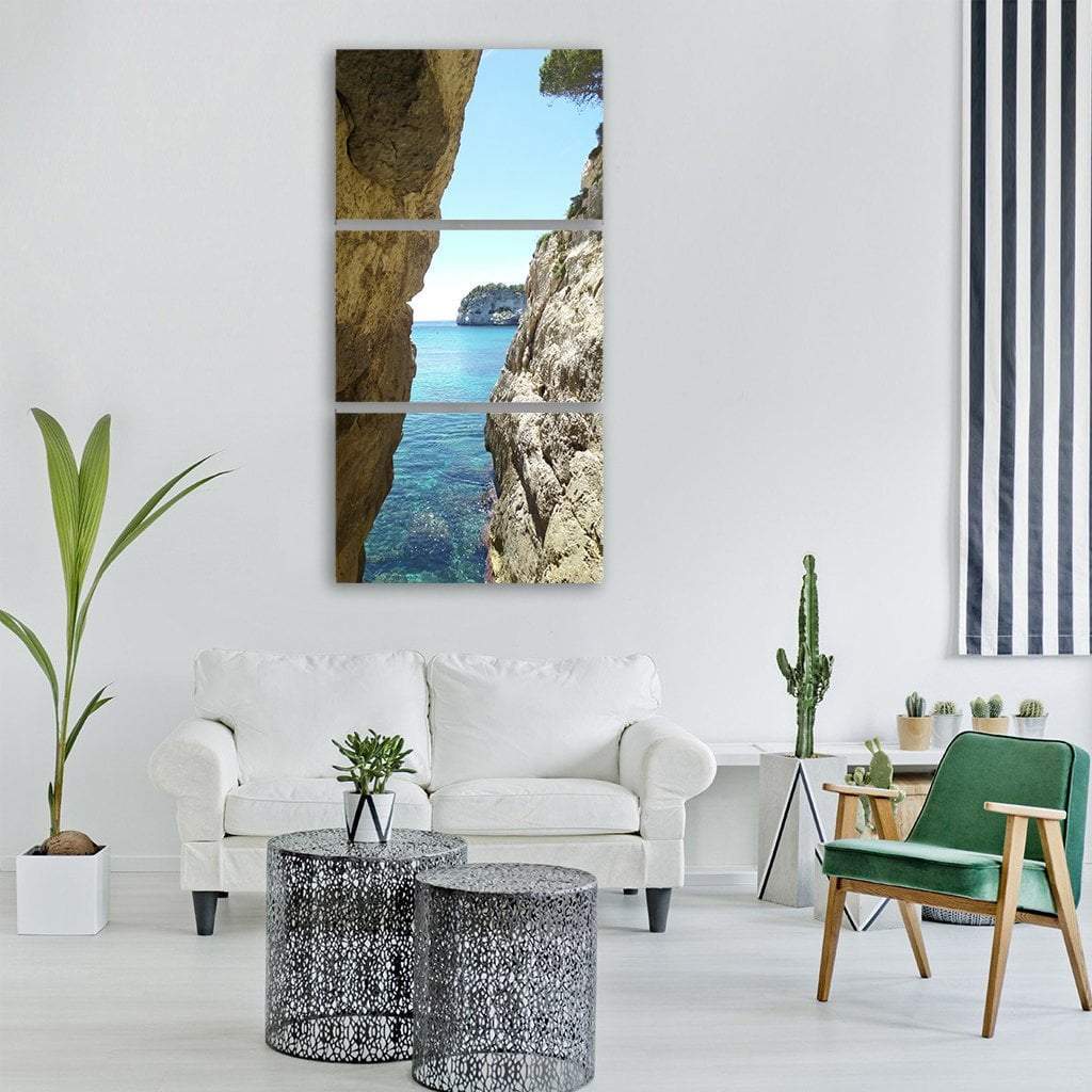 Menorca Sea Beach Spain Vertical Canvas Wall Art-3 Vertical-Gallery Wrap-12" x 25"-Tiaracle