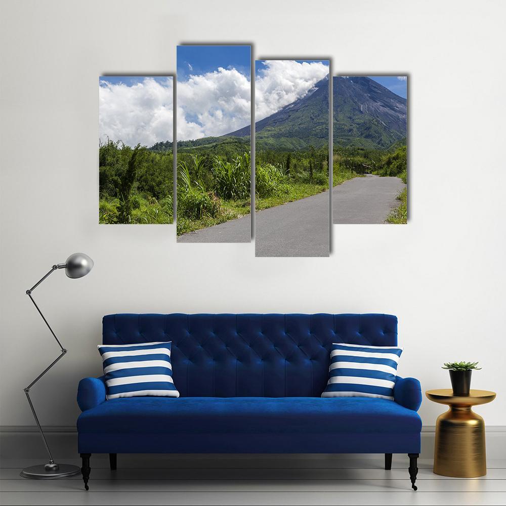 Merapi Mountain Indonesia Canvas Wall Art-4 Pop-Gallery Wrap-50" x 32"-Tiaracle