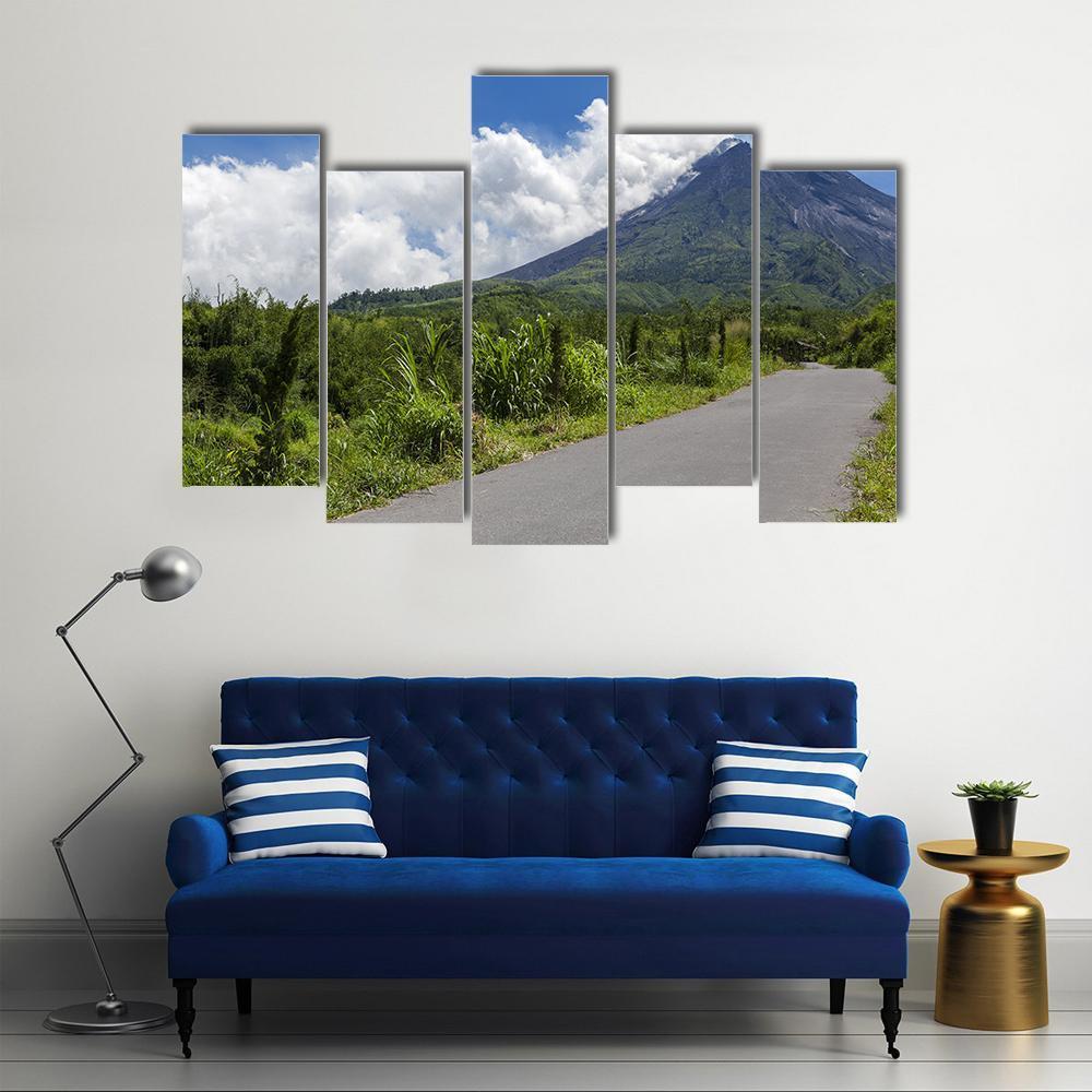 Merapi Mountain Indonesia Canvas Wall Art-5 Pop-Gallery Wrap-47" x 32"-Tiaracle