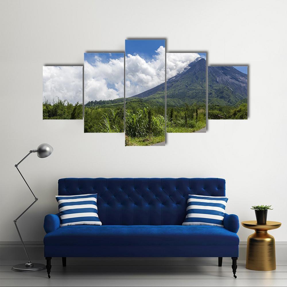 Merapi Mountain Indonesia Canvas Wall Art-5 Star-Gallery Wrap-62" x 32"-Tiaracle