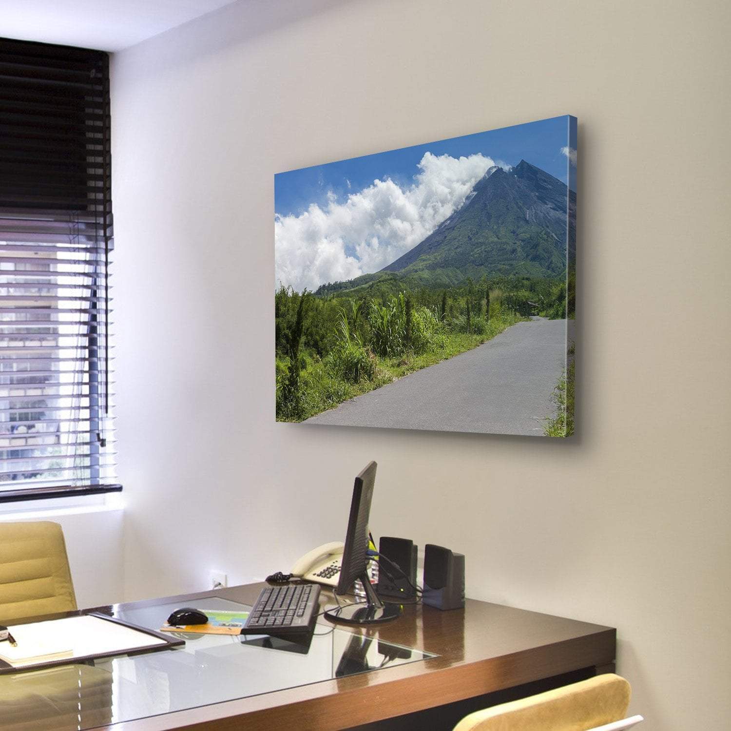 Merapi Mountain Indonesia Canvas Wall Art-4 Pop-Gallery Wrap-50" x 32"-Tiaracle