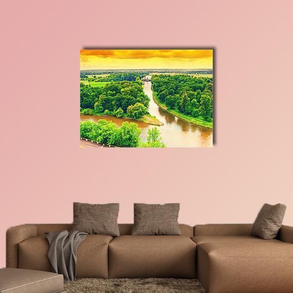 Merge Of Two Rivers Canvas Wall Art-1 Piece-Gallery Wrap-48" x 32"-Tiaracle